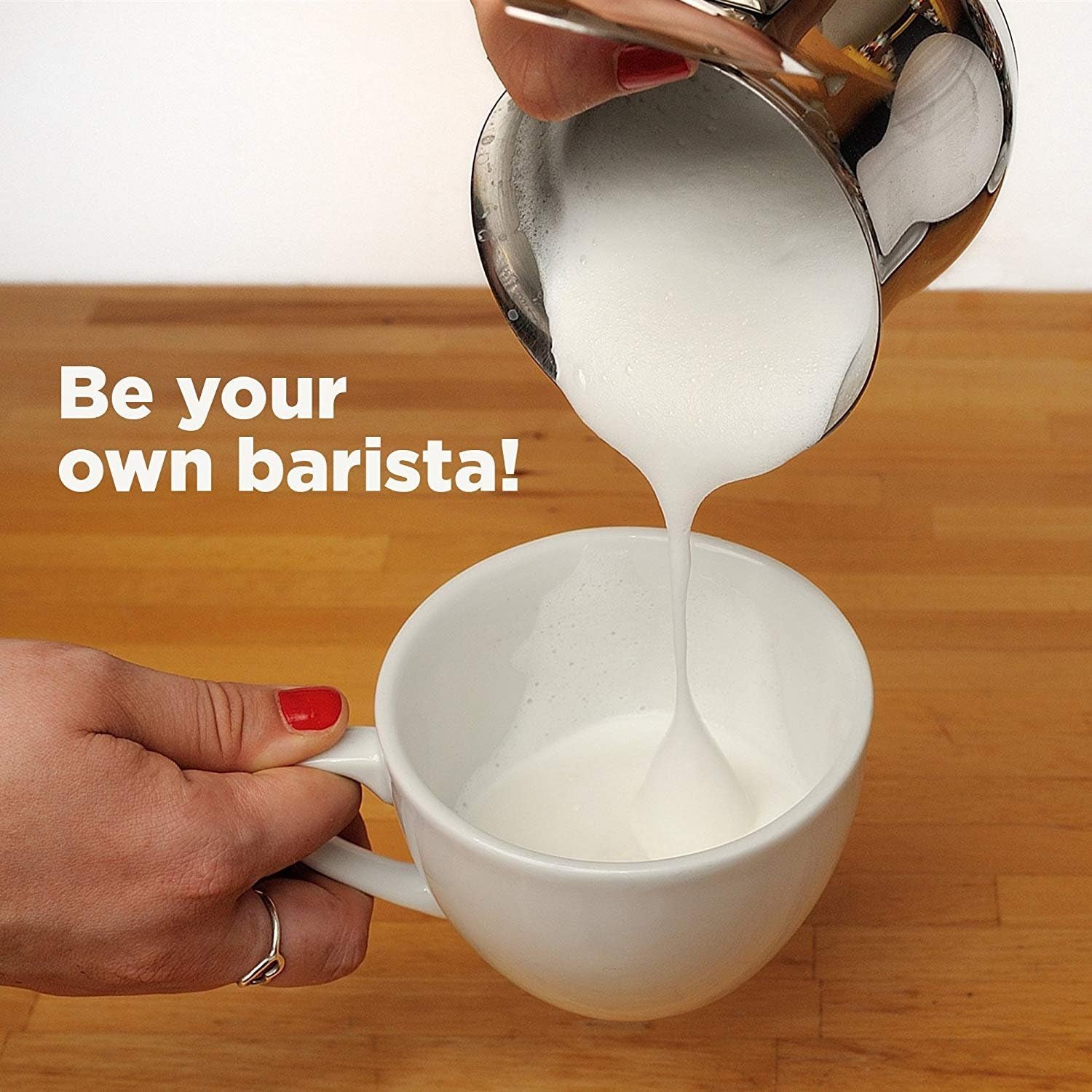 Milk Frother Handheld Mixer, Battery Operated Electric Whisk Foam Maker for Cappuccino,Latte,Coffee,Matcha & More - Black