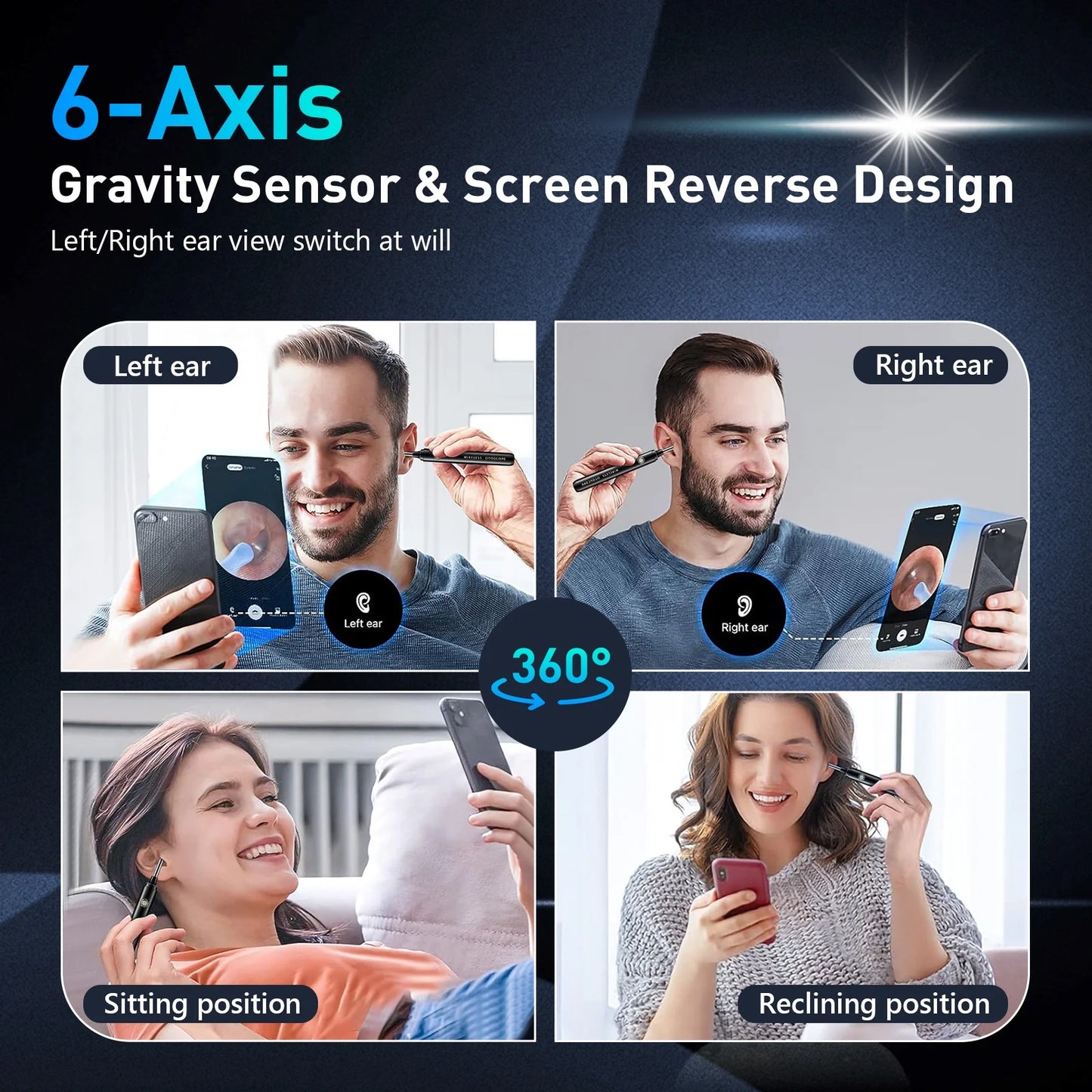 Ear Wax Removal -  Ear Cleaner with Camera - 6 LED Lights and 6 Ear Picks - Ear Camera for Iphone, Ipad & Android Phones