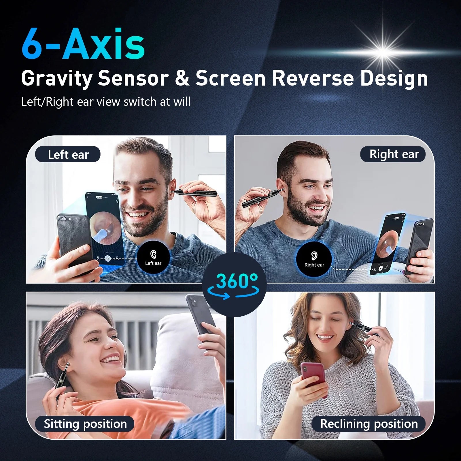 Ear Wax Removal -  Ear Cleaner with Camera - 6 LED Lights and 6 Ear Picks - Ear Camera for Iphone, Ipad & Android Phones