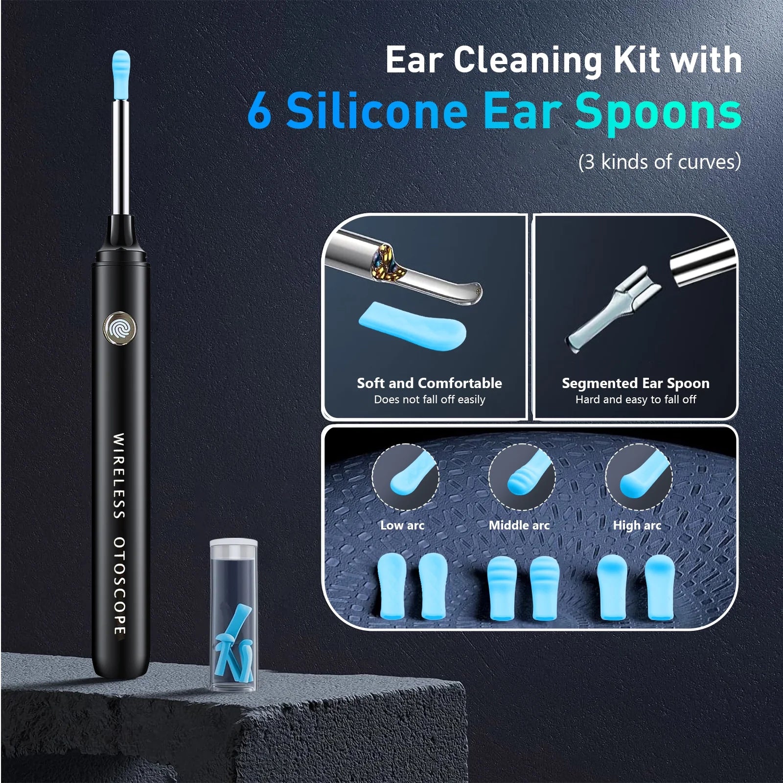 Ear Wax Removal -  Ear Cleaner with Camera - 6 LED Lights and 6 Ear Picks - Ear Camera for Iphone, Ipad & Android Phones