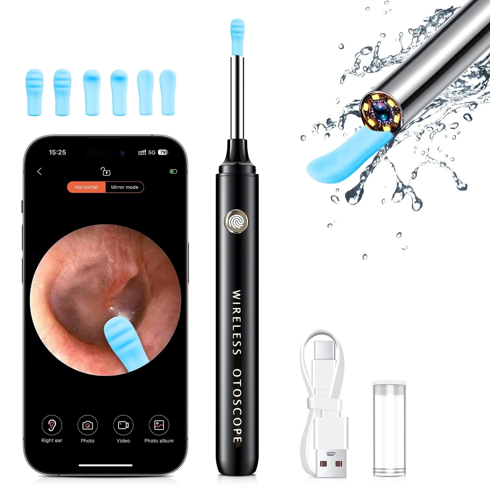 Ear Wax Removal -  Ear Cleaner with Camera - 6 LED Lights and 6 Ear Picks - Ear Camera for Iphone, Ipad & Android Phones